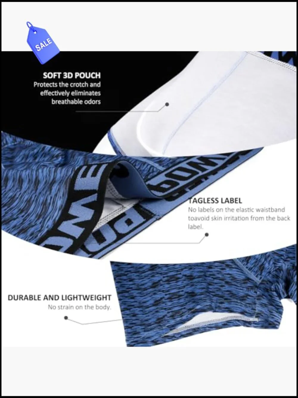 Men's Boxer Briefs 6 Pack Moisture Wicking Athletic Underwear Soft Stretch